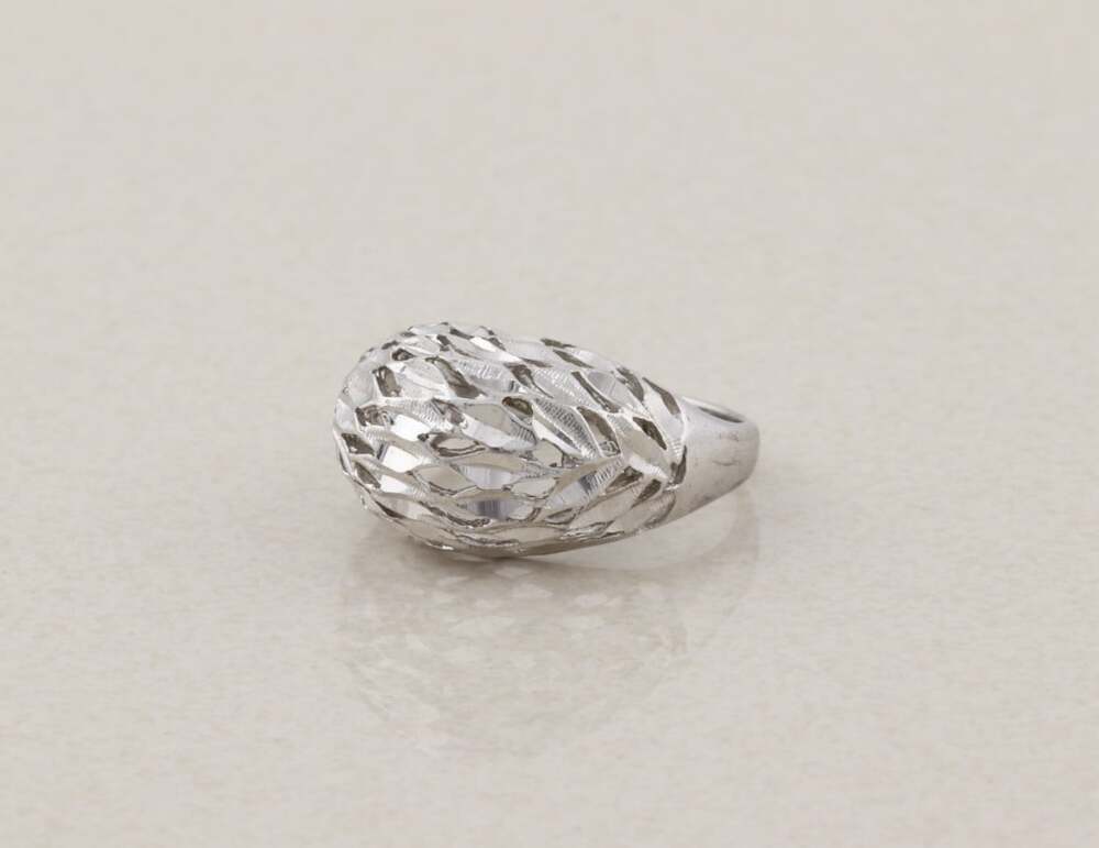 Sterling Silver Textured Diamond Cut Dome Ring Size 10